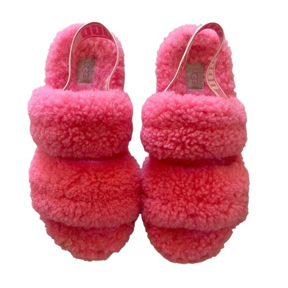 Ugg Oh Fluffita Pink Blossom Slingback Platform Slippers Shoes Women’s Size 7 - Picture 2 of 6